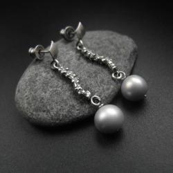 kolczyki,srebrna biżuteria,perły,rękodzieło, - Kolczyki - Biżuteria