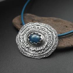 srebrny naszyjnik z kianitem,biżuteria artystyczna - Naszyjniki - Biżuteria