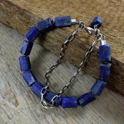 Bransoletka z surowych bryłek lapis lazuli - Bransoletki - Biżuteria