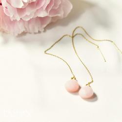 Minimalistyczne złocone kolczyki z różowymi Opalam - Kolczyki - Biżuteria