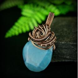 wire wrapping,miedziany wisior,agat - Wisiory - Biżuteria