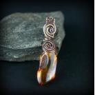 Wisiory wire wrapping,miedziany wisior,bursztyn