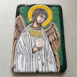 ikona ceramiczna,Anioł Stróż,prezent na chrzciny - Ceramika i szkło - Wyposażenie wnętrz