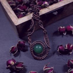 wisior z awenturynem,zielona biżuteria,winorośl - Wisiory - Biżuteria