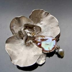 orchidea,broszka,broszko wisior,różowe perły - Broszki - Biżuteria