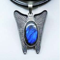 wisior,niebieski labradoryt,srebro,biżuteria - Wisiory - Biżuteria
