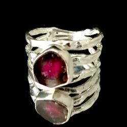turmalin różowy,pierścionek srebrne,delikatny - Pierścionki - Biżuteria