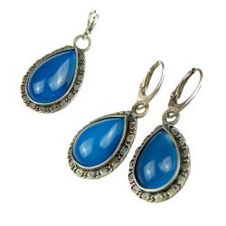 Komplet biżuterii z niebieskimi agatami - Komplety - Biżuteria