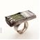 Pierścionki srebrny surowy pierścionek z cyjanitem zielonym