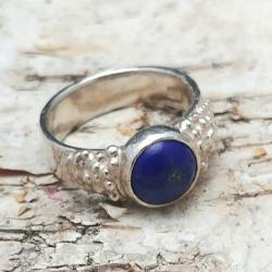 lapis lazuli,srebrny,srebro,piryt,blask,retro - Pierścionki - Biżuteria