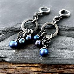 kolczyki z niebieskimi perłami - Kolczyki - Biżuteria