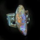 Pierścionki opal,srebro,blask,tęcza,surowy,boulder,fiolet