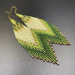kolczyki indiańce,zielone kolczyki - Kolczyki - Biżuteria