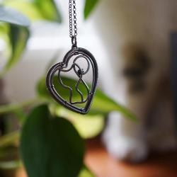 srebrny wisior serce z motywem kota,Dzień Dziecka - Wisiory - Biżuteria