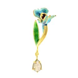storczyk wisior srebrny,wisior emaliowany kwiaty - Wisiory - Biżuteria