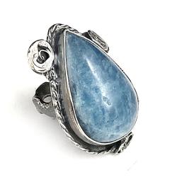 pierścionek z akwamarynem srebrny,błękit,niebieski - Pierścionki - Biżuteria