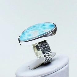 larimar,pierścionek z larimarem,srebro,niebieski - Pierścionki - Biżuteria