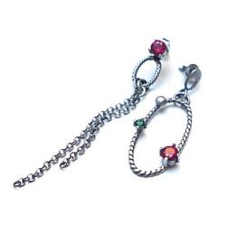 asymetryczne kolczyki ze srebra,łańcuszki,wiszące - Kolczyki - Biżuteria