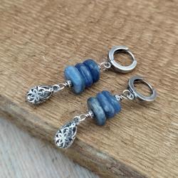 kobiece kolczyki z kyanitem,srebro,niebieskie - Kolczyki - Biżuteria