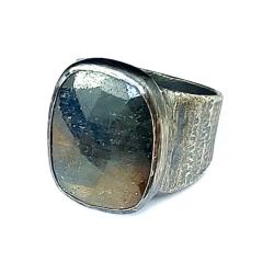 szafir,srebro,srebrny duży pierścionek,pierścień - Pierścionki - Biżuteria