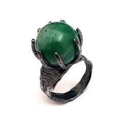 pierścień awenturyn,srebro,zielony,oryginalny - Pierścionki - Biżuteria