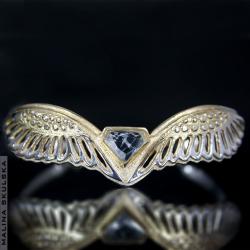 luksusowa bransoleta skrzydła,akwamaryn,rzeźbiona - Bransoletki - Biżuteria