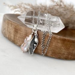 naszyjnik,perła,srebro - Naszyjniki - Biżuteria