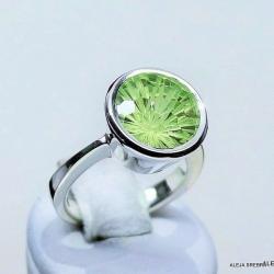 zielony pierścionek,srebro,biżuteria,cyrkonia - Pierścionki - Biżuteria