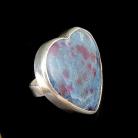 Pierścionki kyanit,srebrny pierścionek z sercem,błękit,rubin