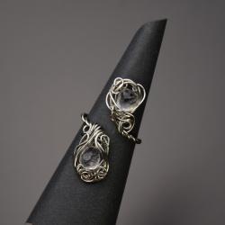 pierścionek,wire wrapping,kryształ górski - Pierścionki - Biżuteria