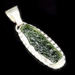 mołdawit,zielony minerał,wisior srebro,srebrny - Wisiory - Biżuteria