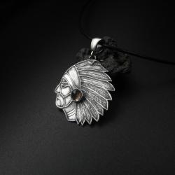 wisior,biżuteria srebrna,rękodzieło,indianin - Wisiory - Biżuteria