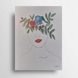 kobieta,kwiaty,akwarela - Obrazy - Wyposażenie wnętrz