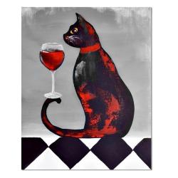 kot obraz,obraz ręcznie malowany kot - Obrazy - Wyposażenie wnętrz