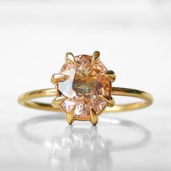 złoty pierścionek z morganitem i aleksandrytem - Pierścionki - Biżuteria