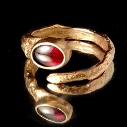 pierścionek granat,brąz,złoty,złocisty,bordowy - Pierścionki - Biżuteria
