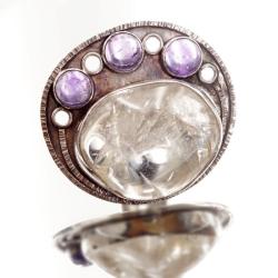 srebrny pierścionek z kryształem górskim - Pierścionki - Biżuteria