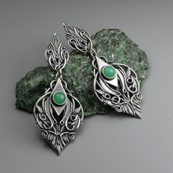 zielone kolczyki,elfie,elfickie,chryzopraz - Kolczyki - Biżuteria