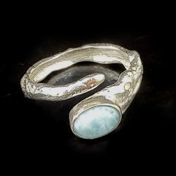larimar,srebrny,srebro,delikatne,błękit,retro - Wisiory - Biżuteria