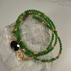 Delikatny zielony naszyjnik z diopsydu i spinelu - Naszyjniki - Biżuteria