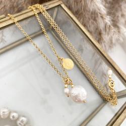naszyjnik,perły,złocone srebro,złoto - Naszyjniki - Biżuteria
