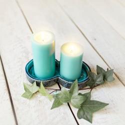 świecznik,na świece,ceramika,turkusowy - Świeczniki - Wyposażenie wnętrz