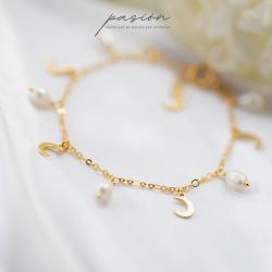 Złocona bransoletka z Perłami,księżycami - Bransoletki - Biżuteria