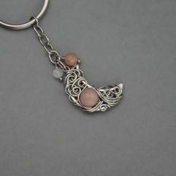 brelok,breloczek,księżyc,wire wrapping - Breloki - Biżuteria