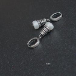 nowoczesne kolczuki z perłą,srebro - Kolczyki - Biżuteria
