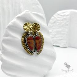 kolczyki z czerwonym kamieniem,złote,oryginalne - Kolczyki - Biżuteria