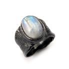 Pierścionki kamień księżycowy i srebro pierścionek,błękitny
