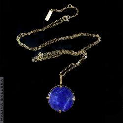 lapis lazuli,pozłacany,młotkowany,chabrowy - Naszyjniki - Biżuteria