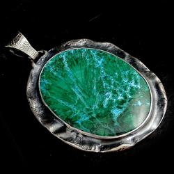 malachit,minerał zielony,srebro,wisior duży - Wisiory - Biżuteria