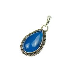 Wisiorek z niebieskim agatem srebrny - Wisiory - Biżuteria